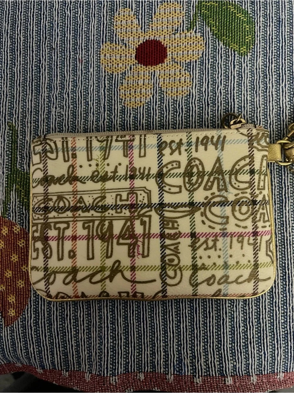 Coach 2009 Heritage Tattersall Graffiti  Golden Tote Bag & Matching Wristlet